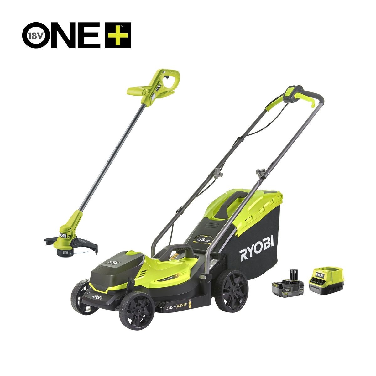 Set masina de tuns gazon 33 cm si trimmer 18V ONE+, cu acumulator 4.0Ah - OLM1833LT23A-140