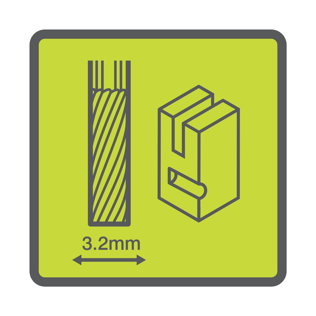 Accesoriu dreptunghiular din carbura de 3,2 mm - RAR107