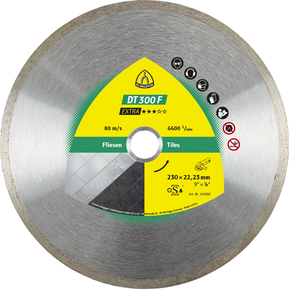 Disc diamantat, continuu, pentru debitare placi ceramice, DT 300 F Extra, 200 x 30 x 1.9 mm