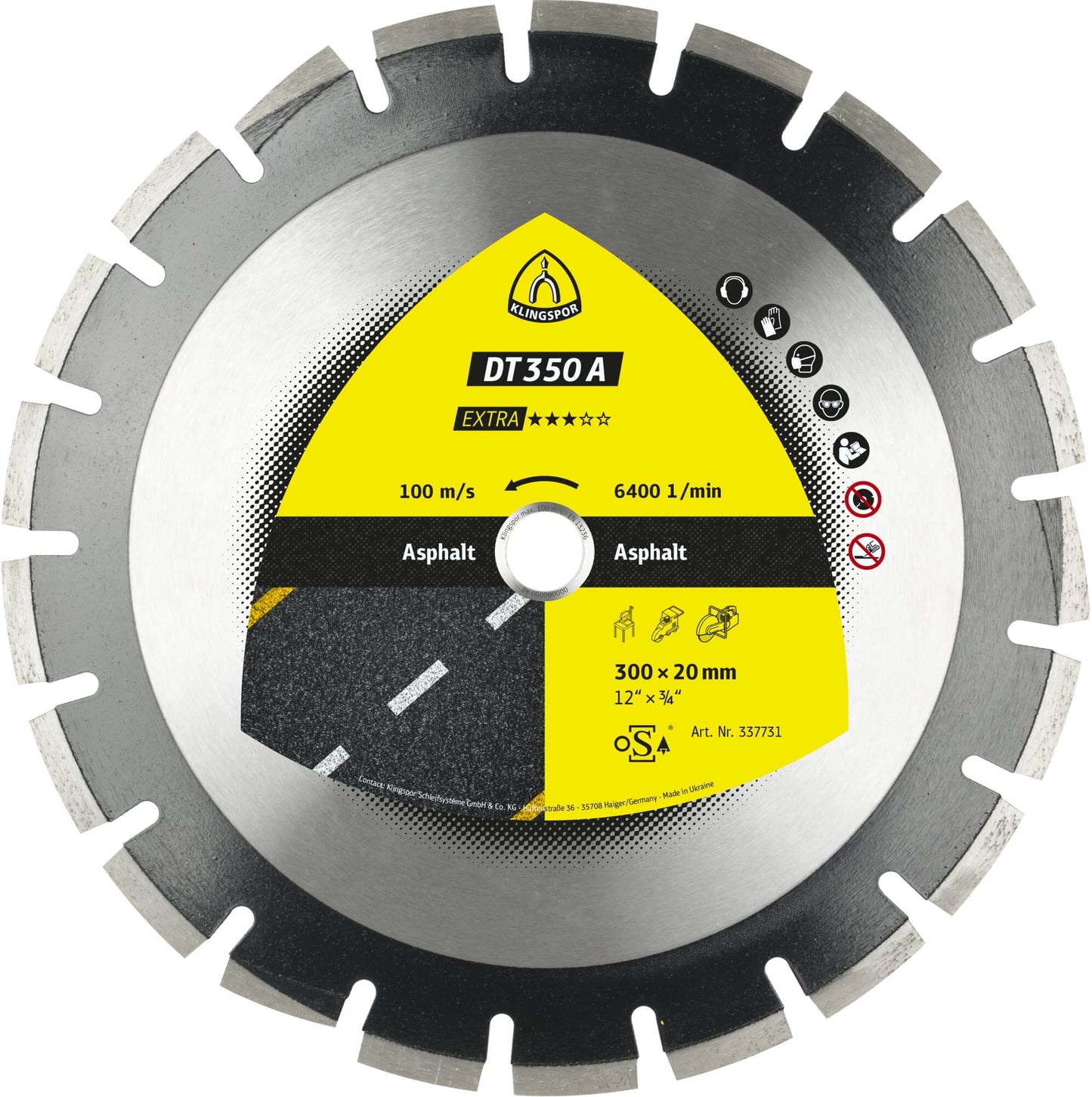 Disc diamantat, segmentat, pentru debitare asfalt, DT 350 A, 400 x 25.4 x 3.6 mm