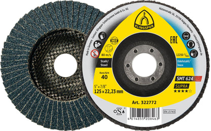 Disc lamelar frontal, pentru metal, SMT 624, 125 x 22.23 mm, granulatie 60